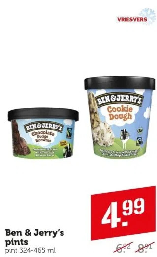Coop Ben & jerry's pints aanbieding