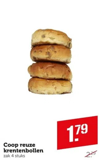 Coop Coop reuze krentenbollen aanbieding