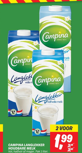 Dekamarkt Campina langlekker houdbare melk aanbieding