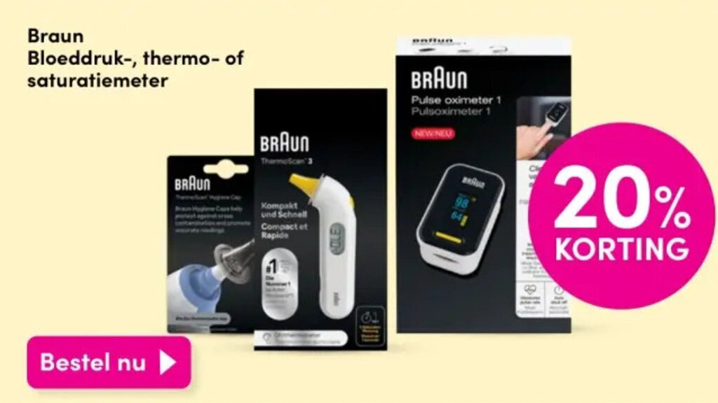DA Braun Bloeddruk-, thermo- of saturatiemeter aanbieding