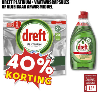 MCD Supermarkt Dreft platinum+ vaatwascapsules of vloeibaar afwasmiddel aanbieding