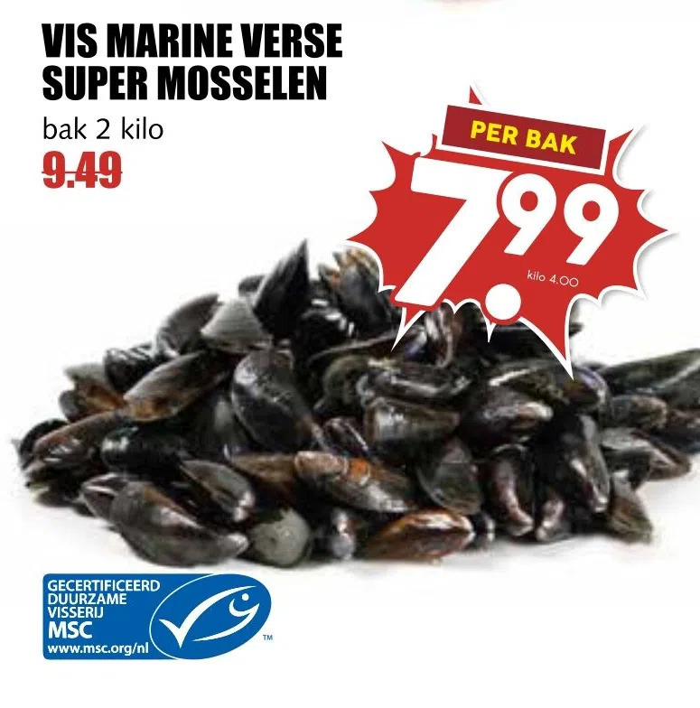 MCD Supermarkt Vis marine verse super mosselen aanbieding