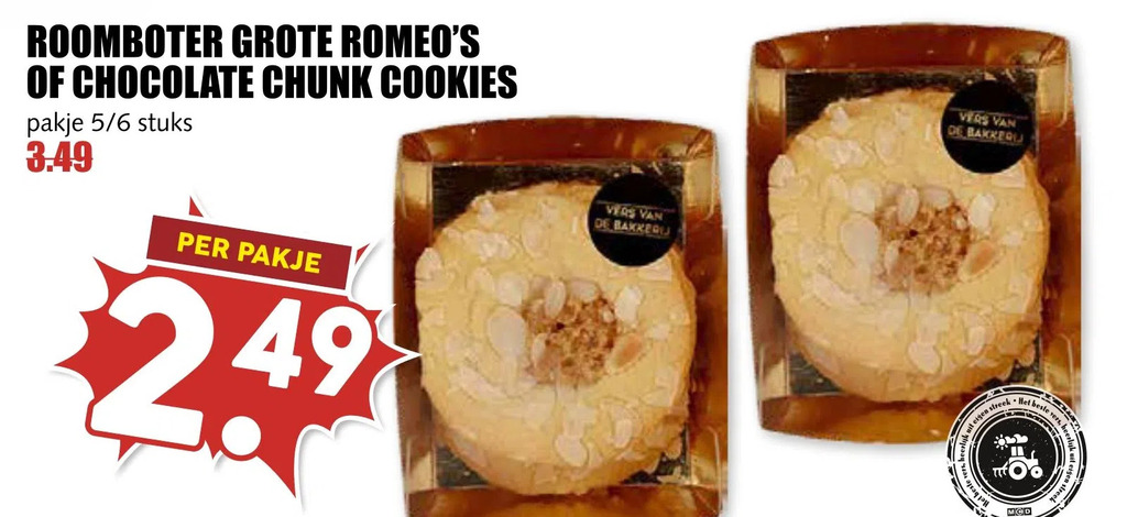 MCD Supermarkt Roomboter of chocolate grote romeo's chunk cookies aanbieding