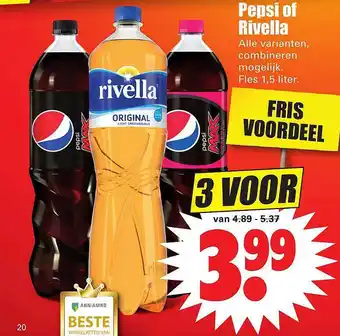 Dirk Pepsi Of Rivella 1.5 liter aanbieding