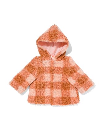 HEMA Hema baby jas teddy ruiten lichtroze (lichtroze) aanbieding