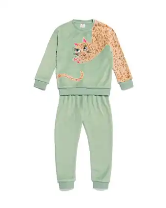 HEMA Hema kinder pyjama fleece kat lichtgroen (lichtgroen) aanbieding