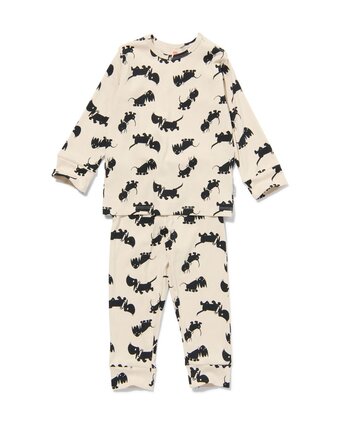 HEMA Hema baby pyjama rib katoen/stretch takkie wit (wit) aanbieding