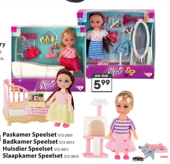 Top1Toys Paskamer Speelset 572-2001 Badkamer Speelset 572-0013 Huisdier Speelset 572-0011 Slaapkamer Speelset 572-0015 aanbieding