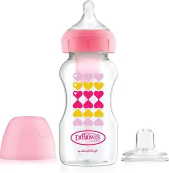 Bol.com Dr. brown's options+ anti-colic | bottle to sippy starterkit 270 ml brede halsfles roze aanbieding