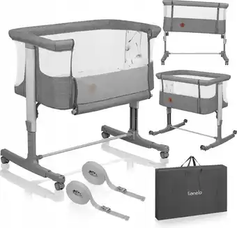 Bol.com Lionelo aurora 3in1 co-sleeper - babybedje tot 9 kg - meegroeibed - 4 wielen met rem - campingbedje aanbieding