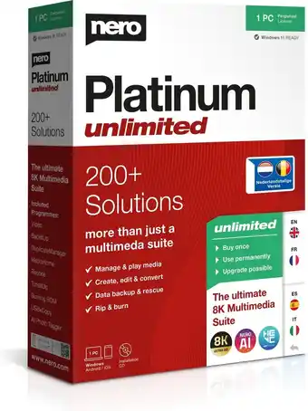 Bol.com Nero platinum unlimited - 1 gebruiker - nederlandstalig - windows download aanbieding