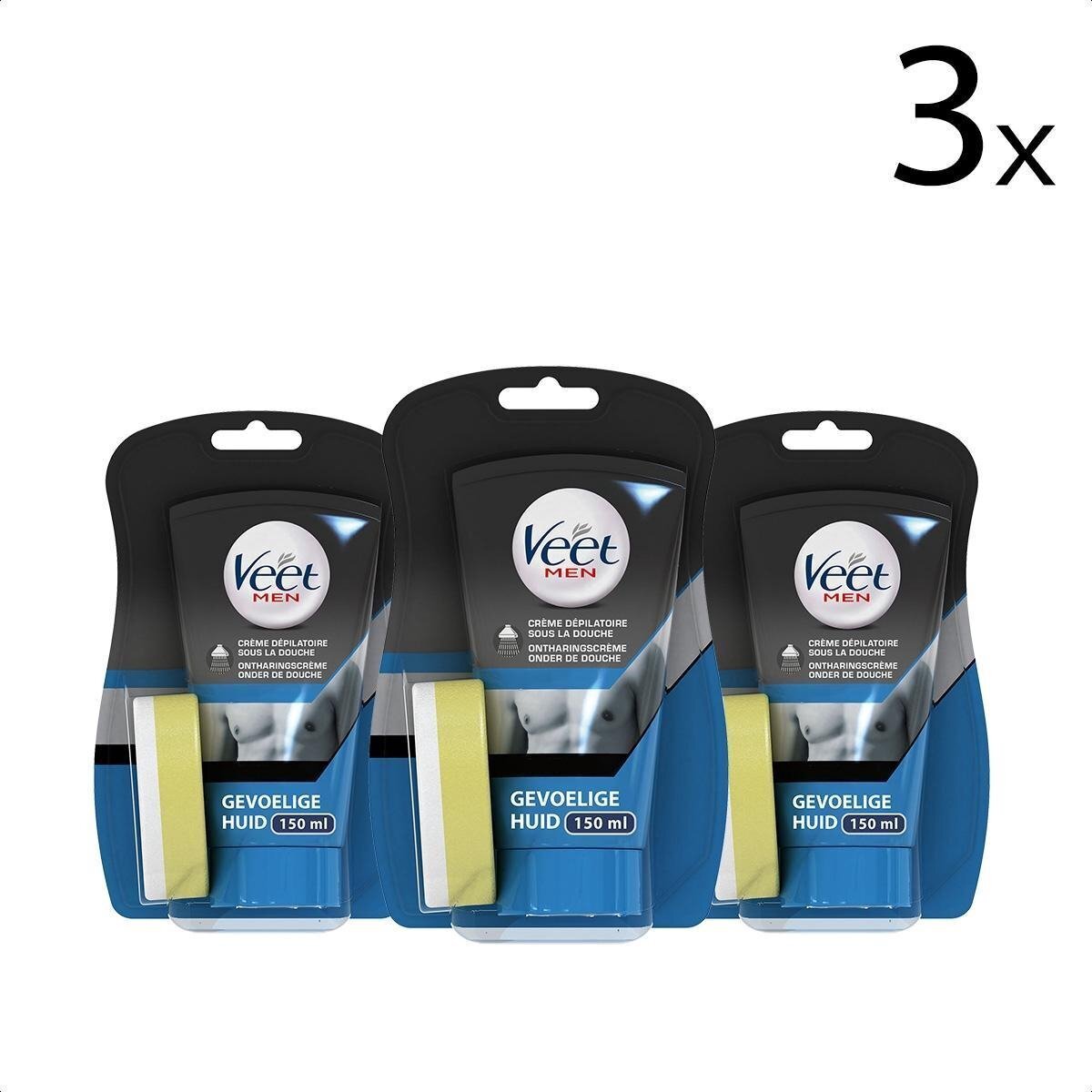 Veet ontharingscreme man gevoelige huid in shower 150ml x3