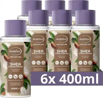 Bol.com Andrélon pro nature shea strong repair shampoo - 6 x 400 ml - voordeelverpakking aanbieding
