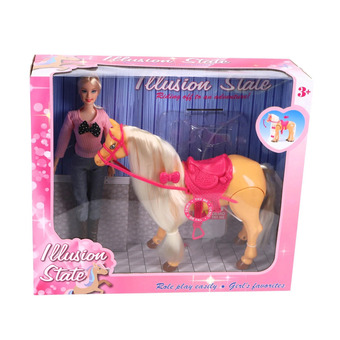 Top1Toys Echt lopend paard met pop aanbieding