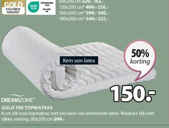 Jysk Dreamzone gold t80 topmatras aanbieding