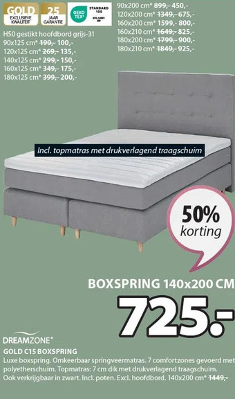 Jysk Dreamzone gold c15 boxspring aanbieding