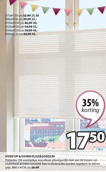 Jysk Hven up & down plisségordijn aanbieding