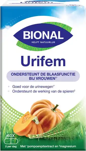 Bol.com Bional urifem - supplement - ondersteuning blaasfunctie vrouw - goed voor urinewegen – 60 capsules aanbieding