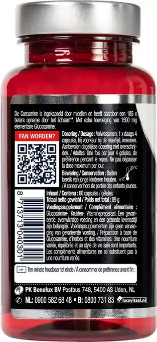 Bol.com Lucovitaal 1500/40 mg glucosamine curcumine voedingssupplementen - 60 capsules aanbieding