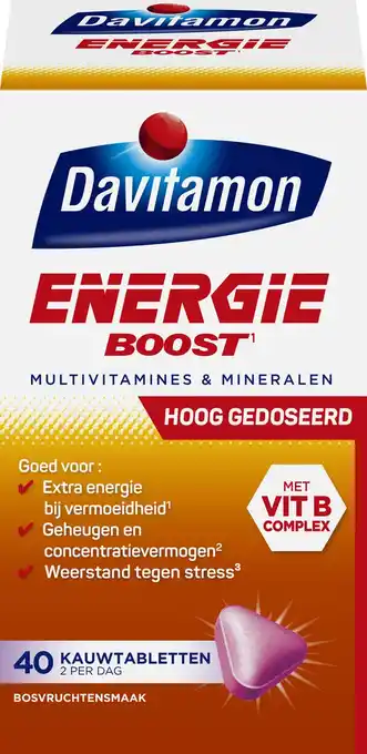 Bol.com Davitamon energie boost forte - multivitamine - bosvruchten - 40 tabletten aanbieding