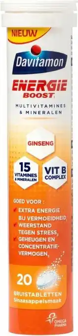 Bol.com Davitamon energie boost bruistabletten - multivitaminen - 20 stuks aanbieding