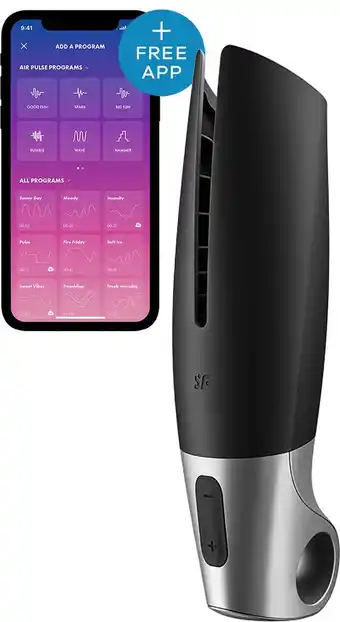 Bol.com Satisfyer - power masturbator met app control - zwart/zilver aanbieding
