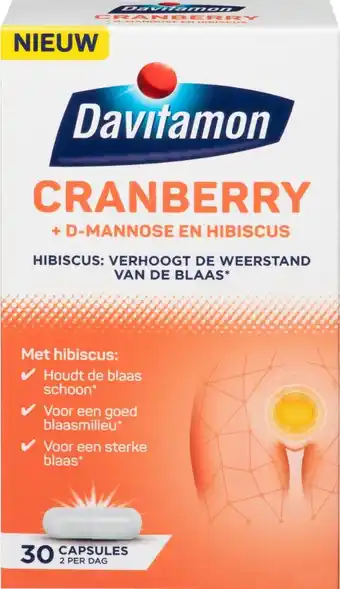 Bol.com Davitamon cranberry - cranberry capsules met d-mannose en hibiscus- voedingssupplement - 30 capsules aanbieding