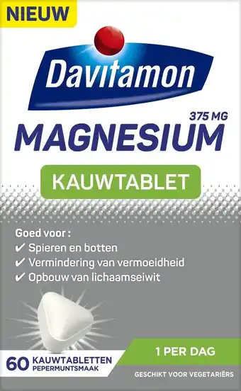 Bol.com Davitamon magnesium - magnesium tabletten - voedingssupplement- 60 magnesium kauwtabletten aanbieding