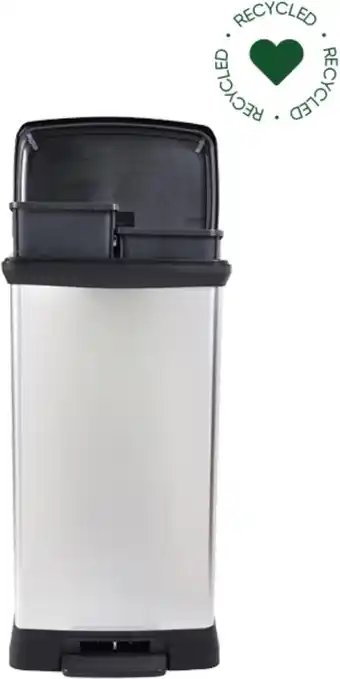 Bol.com Curver decobin duo prullenbak - 23l+23l - rechthoekig - zilver metallic aanbieding