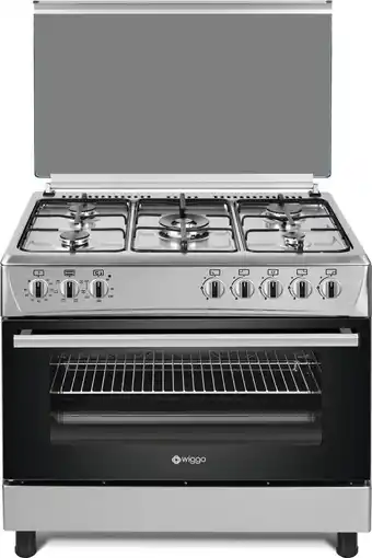 Bol.com Wiggo wo-e905r(xx) - serie 5 - 90 cm - 5 kookzones - gasfornuis - rvs aanbieding