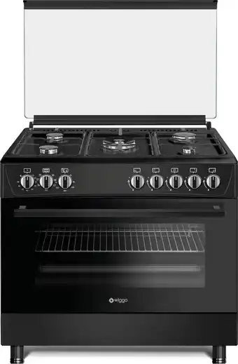 Bol.com Wiggo wo-e905r(bb) - serie 5 - 90 cm - 5 kookzones - gasfornuis - zwart aanbieding