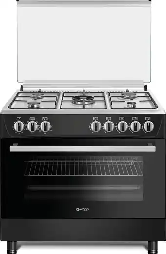 Bol.com Wiggo wo-e905r(bx) - serie 5 - 90 cm - 5 kookzones - gasfornuis - zwart rvs aanbieding