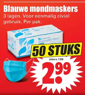 Dirk Blauwe mondmaskers aanbieding