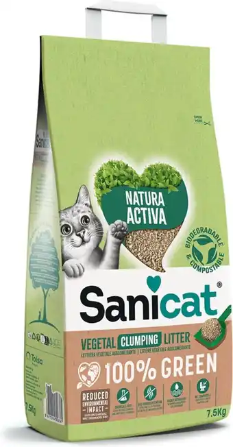 Bol.com Sanicat natura activa 100% green - kattenbakvulling klontvormend - 7.5 kg aanbieding