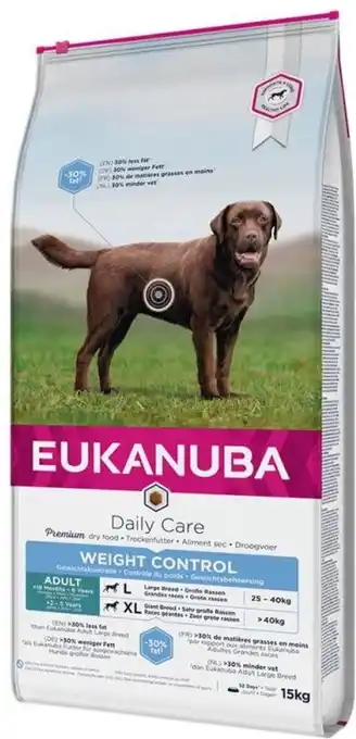 Bol.com Eukanuba dog adult large breed - weight control - kip - 15 kg aanbieding