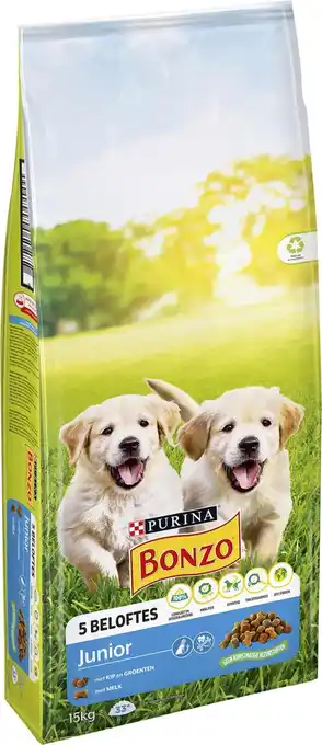 Bol.com Bonzo droog junior - hondenvoer - kip, melk & groenten - 15kg aanbieding