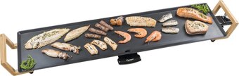 Bol.com Bestron elektrische xxl grillplaat voor 8 personen, teppanyaki bakplaat met antiaanbaklaag & bamboe handgrepen, in aziatisch  aanbieding