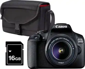 Bol.com Canon eos 2000d 18-55 dc + cameratas + 16gb geheugenkaart - zwart aanbieding