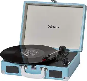 Bol.com Denver platenspeler - ingebouwde speakers - incl. pc software - auto-stop - retro - vpl120 - blauw aanbieding
