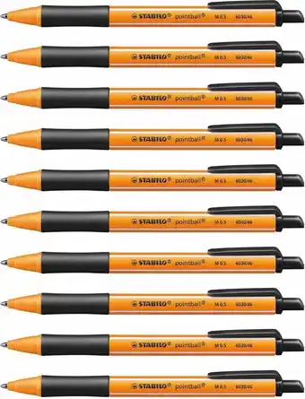 Bol.com Stabilo pointball - balpen 0,5 mm - navulbaar - zwart - doos 10 stuks aanbieding