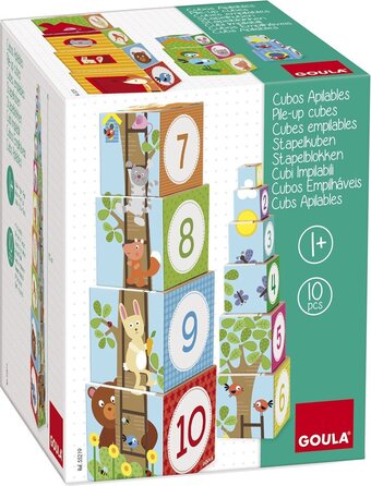Bol.com Goula stapelblokken - bosdieren - 10 kubussen aanbieding