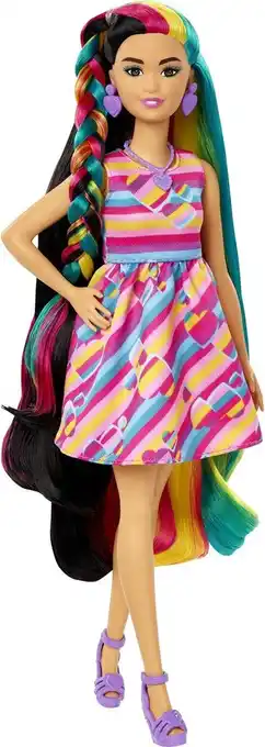 Bol.com Barbie totally hair regenboog - barbiepop aanbieding