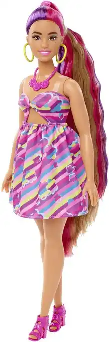 Bol.com Barbie totally hair doll - paars, roze - barbiepop aanbieding
