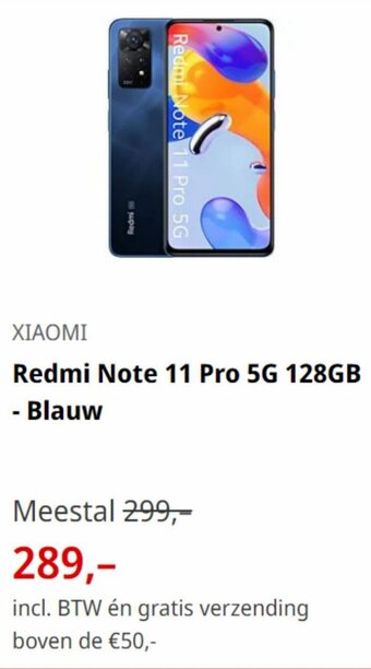 MediaMarkt XIAOMI Redmi Note 11 Pro 5G 128GB Blauw aanbieding