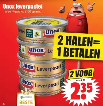 Dirk Unox Leverpastei 56 gram aanbieding