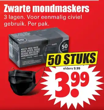 Dirk Zwarte mondmaskers aanbieding