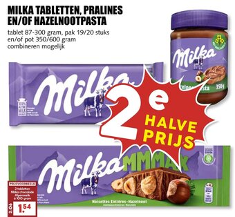 De Boerenschuur MILKA TABLETTEN, PRALINES EN/OF HAZELNOOTPASTA aanbieding