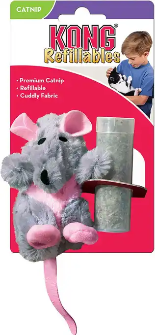 Bol.com Kong catnip rat – kattenspeeltjes – kattenkruid – 14cm – grijs aanbieding