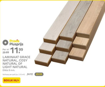 Praxis Laminaat grace natural, cosy natural of light natural aanbieding