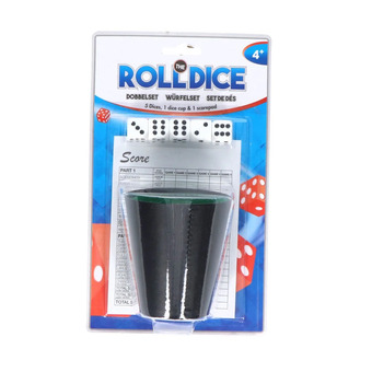 Top1Toys Dobbelset spel compleet met 5 dobbelstenen dobbelbeker en scoreblok op blister aanbieding